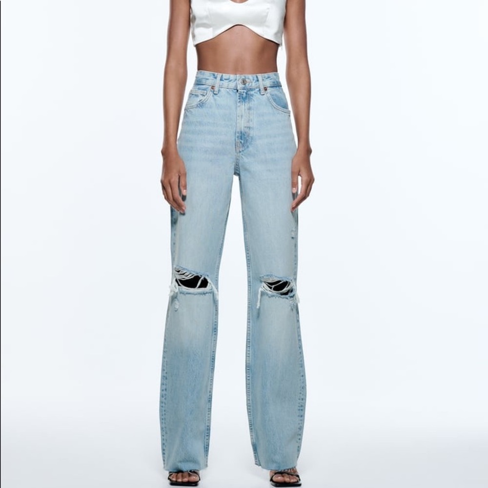 RIPPED WIDE LEG JEANS